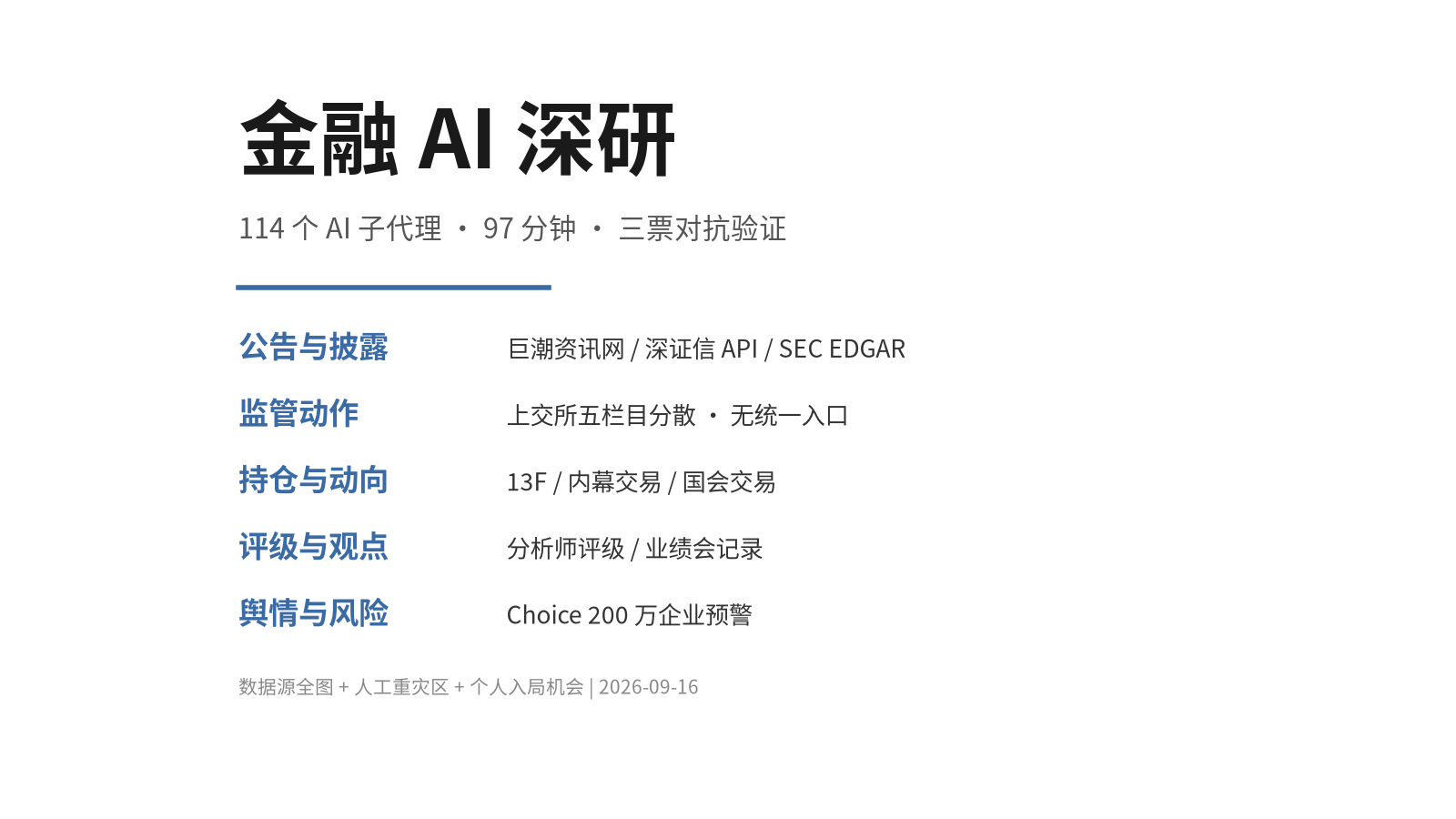 金融行业到底在追踪什么、哪些活还是人在干、个人从哪切入：一次 114 个 AI Agent 的深研