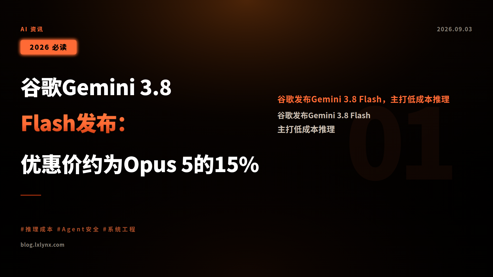 谷歌Gemini 3.8 Flash发布:优惠价约为Opus 5的15%