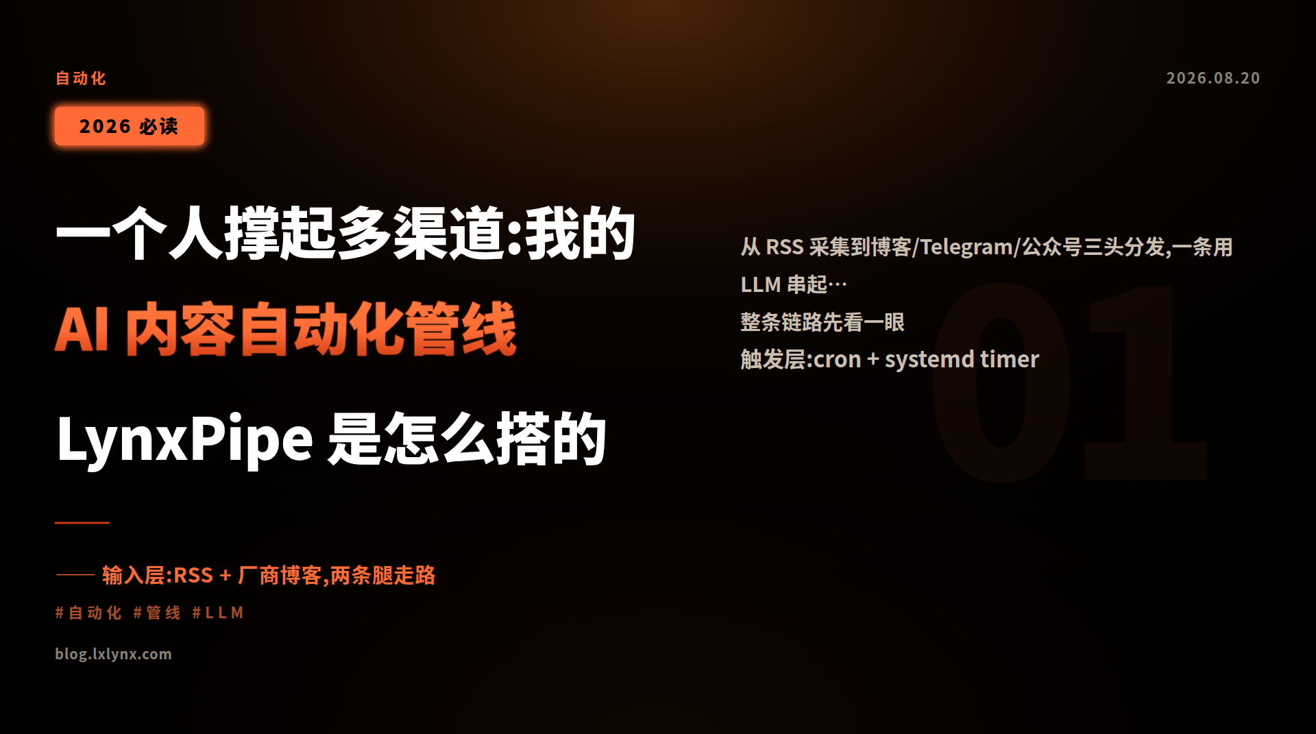 一个人撑起多渠道:我的 AI 内容自动化管线 LynxPipe 是怎么搭的