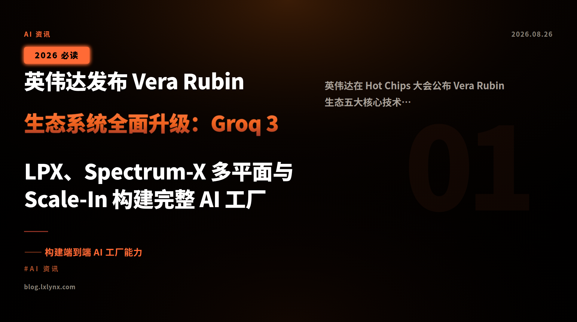 英伟达发布 Vera Rubin 生态系统全面升级:Groq 3 LPX、Spectrum-X 多平面与 Scale-In 构建完整 AI 工厂