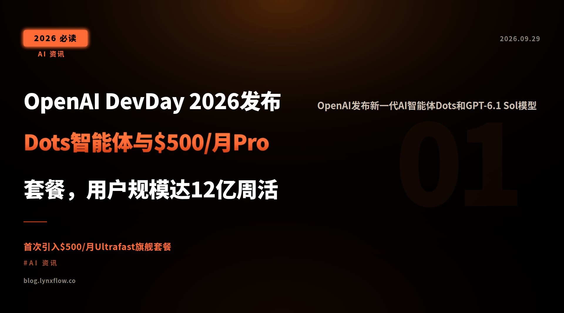 OpenAI DevDay 2026发布Dots智能体与$500/月Pro套餐,用户规模达12亿周活