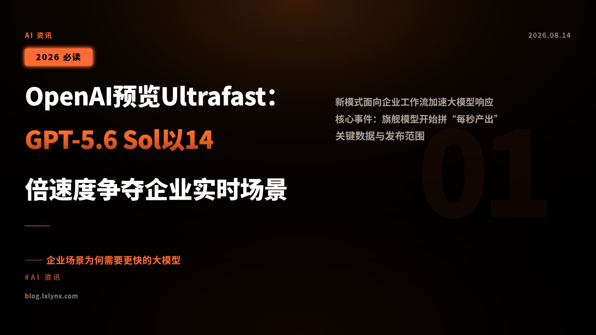 OpenAI预览Ultrafast:GPT-5.6 Sol以14倍速度争夺企业实时场景