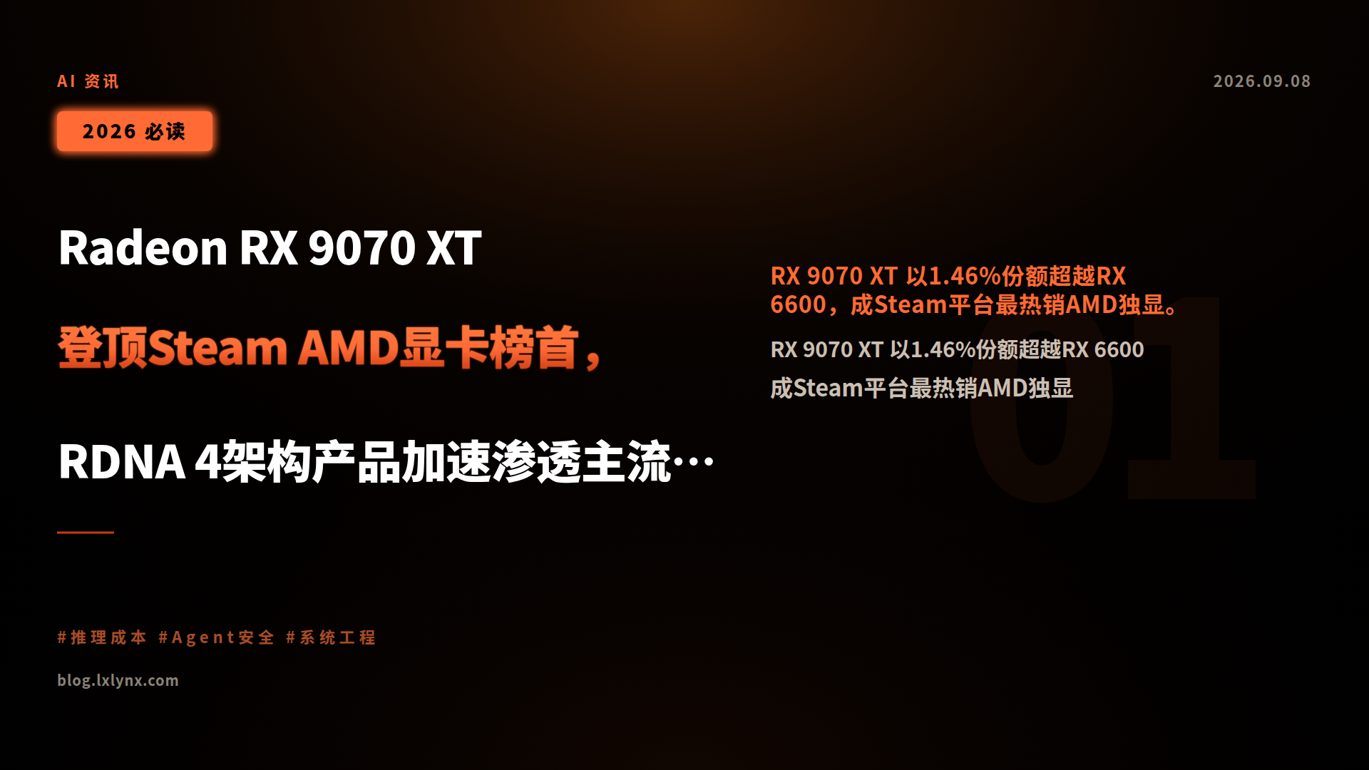 Radeon RX 9070 XT 登顶Steam AMD显卡榜首,RDNA 4架构产品加速渗透主流市场