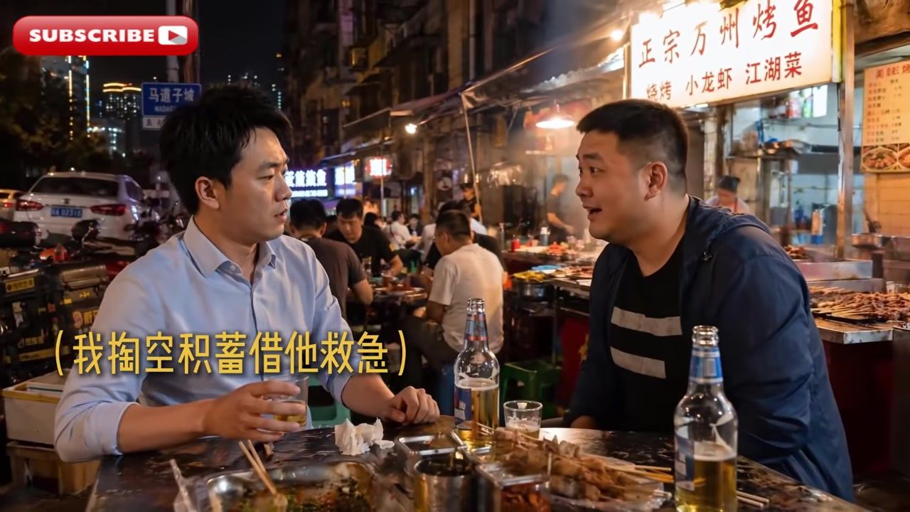 夜市双人对话镜头