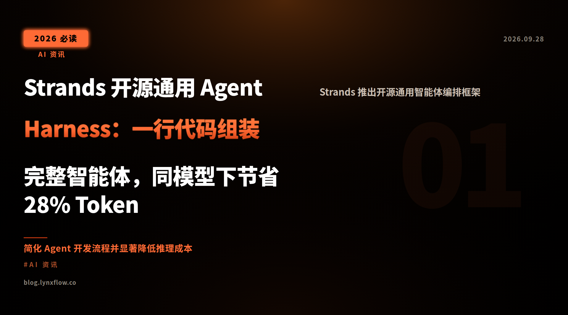 Strands 开源通用 Agent Harness:一行代码组装完整智能体,同模型下节省 28% Token