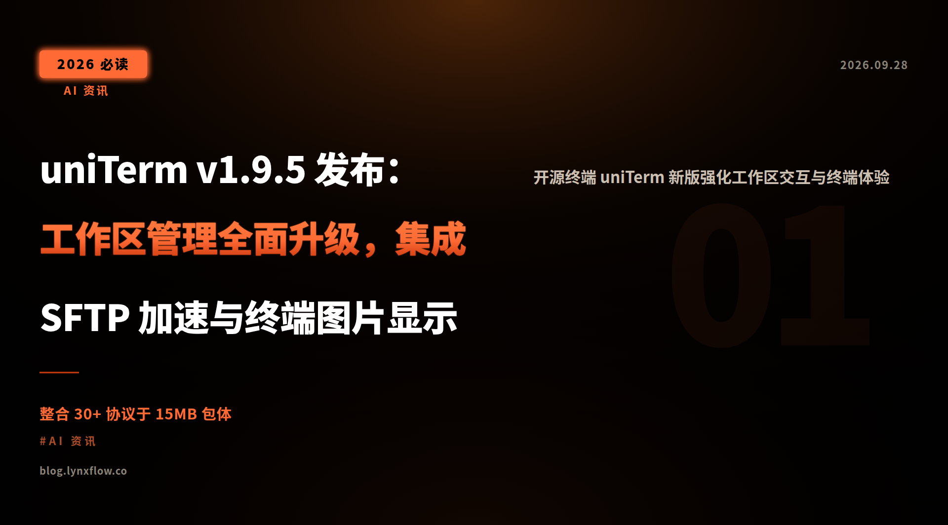 uniTerm v1.9.5 发布:工作区管理全面升级,集成 SFTP 加速与终端图片显示