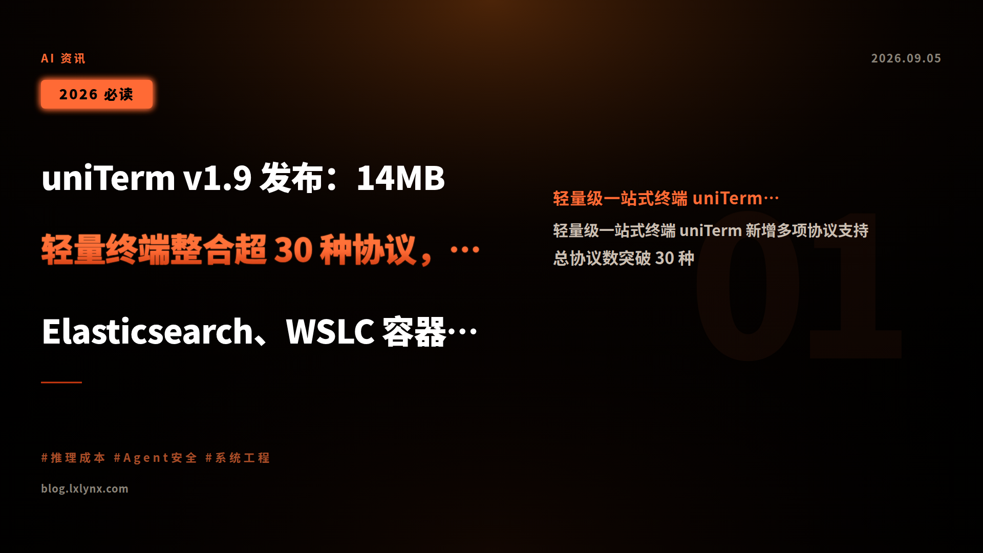 uniTerm v1.9 发布:14MB 轻量终端整合超 30 种协议,新增 Elasticsearch、WSLC 容器与 Raw TCP