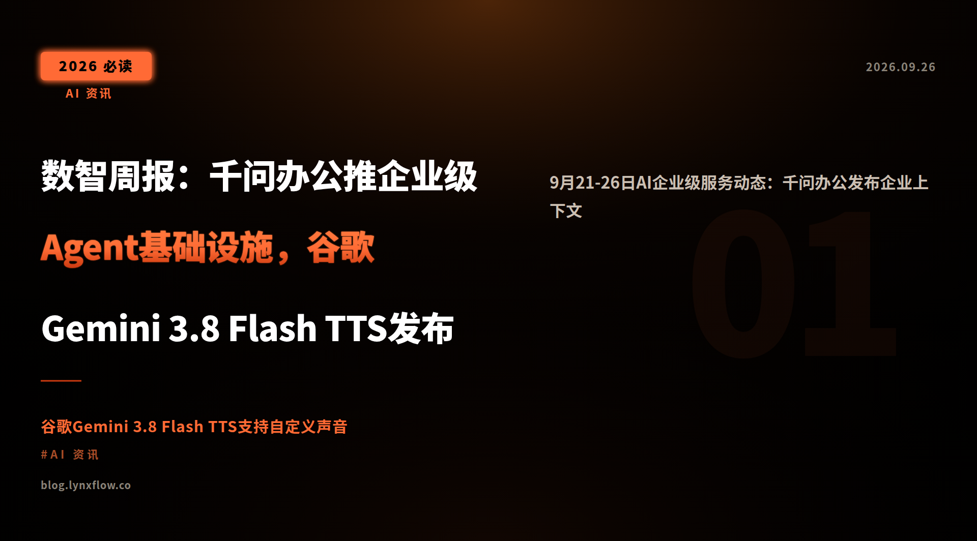 数智周报:千问办公推企业级Agent基础设施,谷歌Gemini 3.8 Flash TTS发布